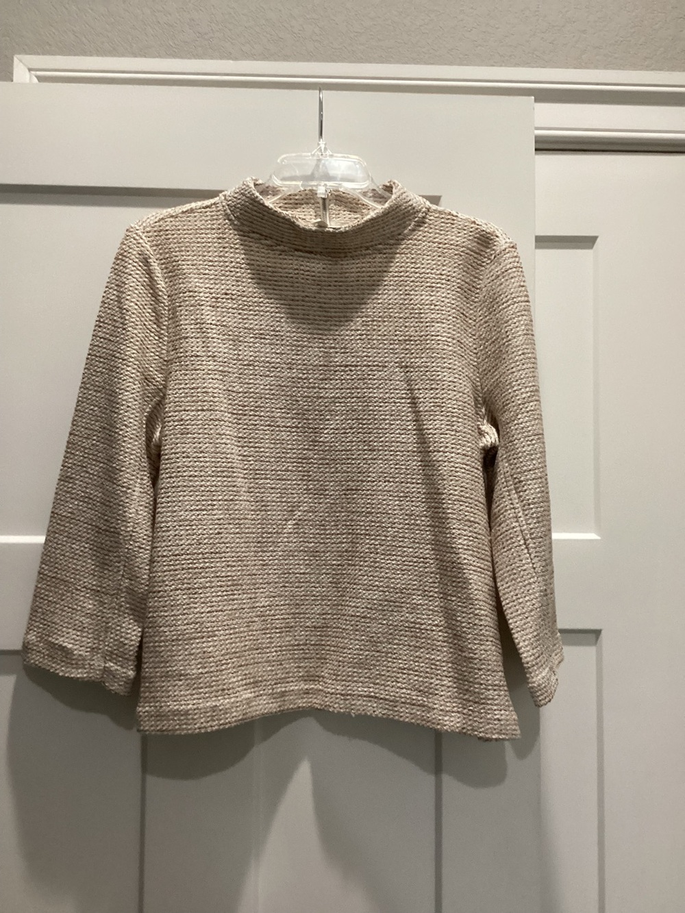 Talbots Cream Cowl Neck Textured Sweater